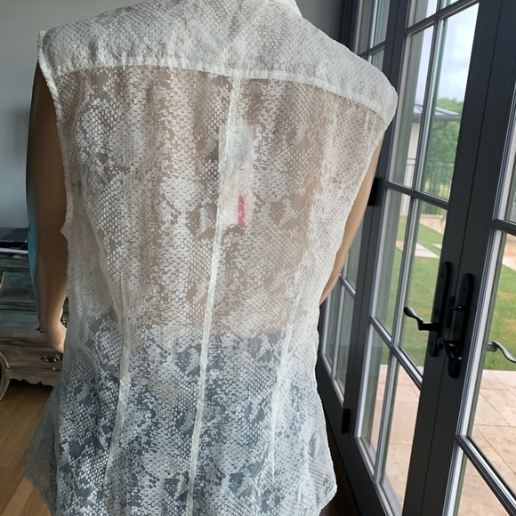 Tracy Reese Snake Burnout Sleeveless Collared Top - Picture 7 of 12